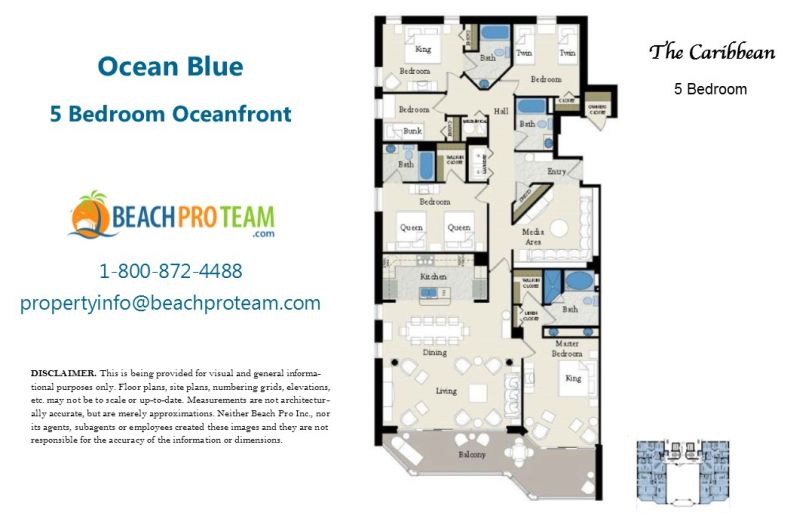 Ocean Blue Caribbean Floor Plan - 5 Bedroom Oceanfront